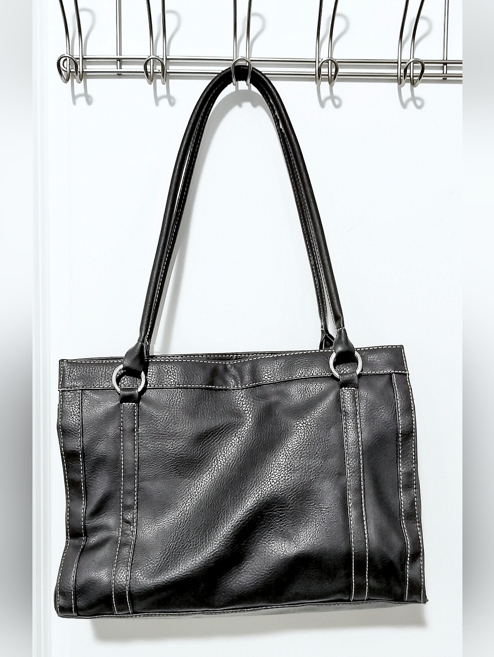 Alfred Dunner Black Shoulder Tote with Double Straps